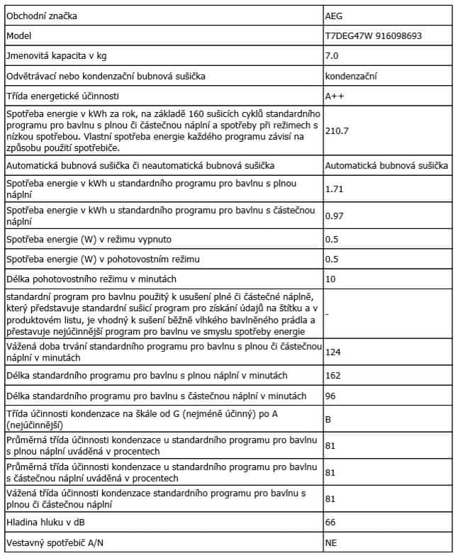 AEG sušička prádla T7DEG47W + záruka 5 let na celý produkt