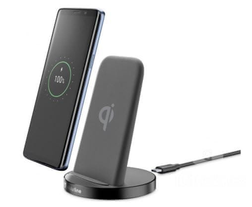 CellularLine Stojánek pro bezdrátové nabíjení Wireless Fast Charger Stand, černý, WIRELESTAND10WTYCK