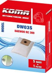 KOMA DW03S - Sáčky do vysavače Daewoo RC 300 textilní, 5ks