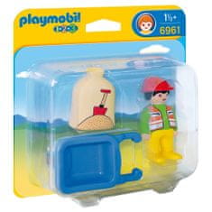 Playmobil Stavební dělník , panáček s kolečkem, 4 dílky