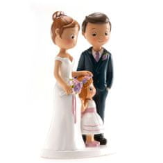 Dekora Svatební figurka na dort 16cm manželé s holčičkou 
