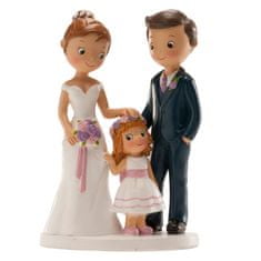 Dekora Svatební figurka na dort 16cm manželé s holčičkou 