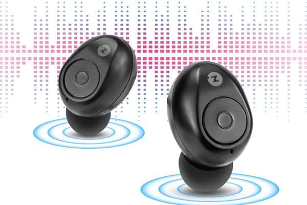 bezdrôtové prenosné bluetooth slúchadlá intezze pebble TWS 5.0 verzia 10 m dosah bezkáblové handsfree mikrofón nabíjacie puzdro výdrž 4 h