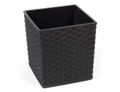 Lamela Obal na květník JUKA RATTAN plastový černý 25 x 25 x 26 cm