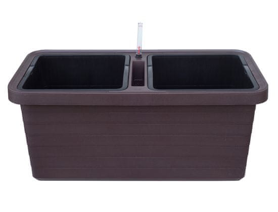 Plastia Truhlík samozavlažovací BERBERIS DUO plastový tm. hnědý 80 x 39 x 35 cm