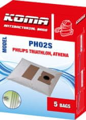 KOMA PH02S - Sáčky do vysavače Philips Triathlon, Athena textilní, 5ks