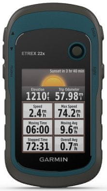 Turistická GPS navigace do terénu Garmin eTrex 22x EU, topografická mapa Evropy, GPS, Glonass, voděodolná, na kolo, na vodu