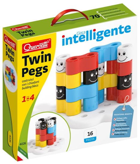 Quercetti Twin Pegs – stavebnice z velkých oblých kolíčků