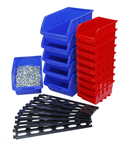 AHProfi Závěsná plastová lišta s 15 plastovými boxy - MSBRWK0906