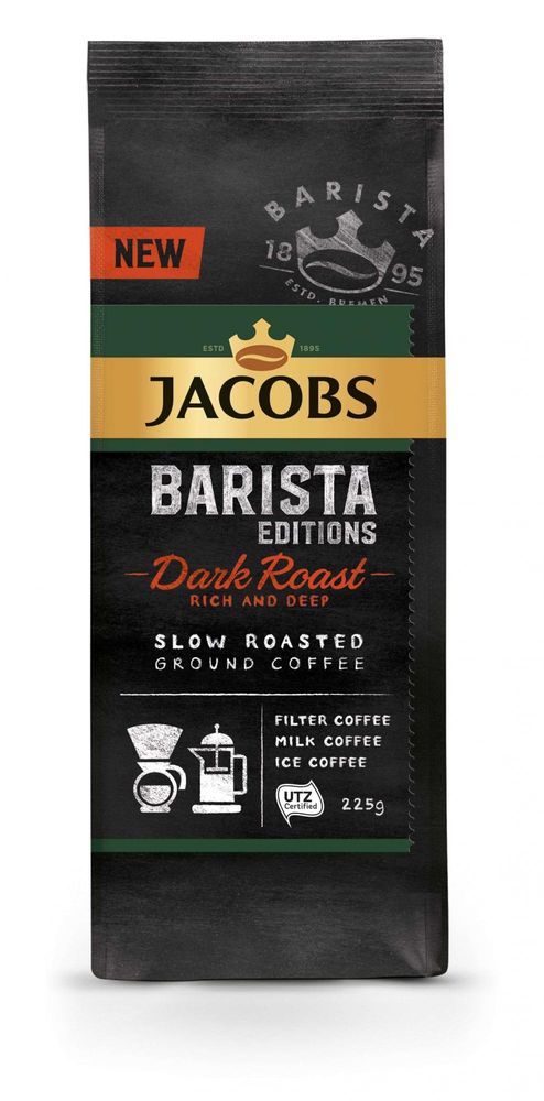 Jacobs Barista Dark, mletá káva, 225 g