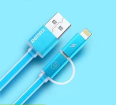 REMAX AURORA propojovací micro-USB kabel 2v1 1m modrý AA-1145