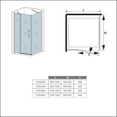 H K Obdélníkový sprchový kout MELODY B5 100x80 cm s jednokřídlými dveřmi s pevnou stěnou