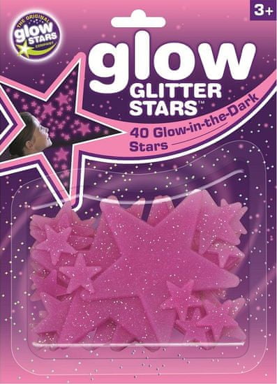 GlowStars Glow Glitter Stars - růžové