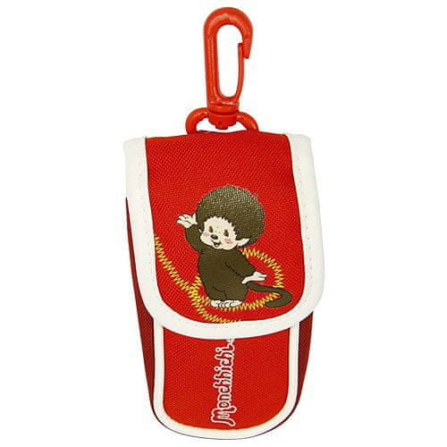 Monchhichi Pouzdro na mobil , červené, s karabinkou