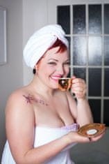MaryBerry Bílý turban na vlasy s jemnými růžovými proužky Candy Dream