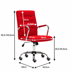 KONDELA Kancelářské křeslo s područkami Morgen - červená / chrom