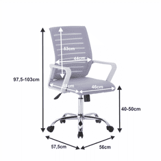 KONDELA Kancelářská židle s područkami Cage - šedá/bílá/chrom