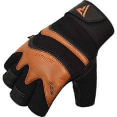 RDX GYM GLOVE LEATHER S15 TAN fitness kožené rukavice velikost 2XL hnědá