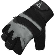 RDX Rukavice šedé GYM GLOVE LEATHER S15 GRAY, kůže, velikost M