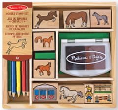 Melissa & Doug Dřevěná razítka v krabičce - Koně