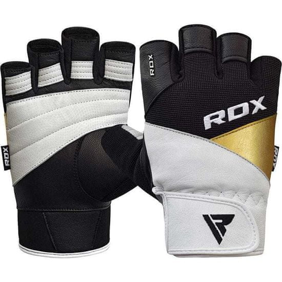 RDX Tréninkové černobílé rukavice GYM GLOVE LEATHER S11 WHITE / BLACK, kůže, velikost XXL