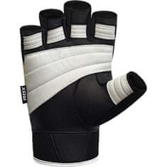 RDX Tréninkové černobílé rukavice GYM GLOVE LEATHER S11 WHITE / BLACK, kůže, velikost XXXL