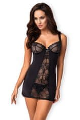 Obsessive Erotická košilka Heartina chemise black, černá, S/M