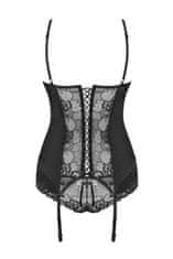 Obsessive Erotický korzet Heartina corset black + Ponožky Gatta Calzino Strech, černá, S/M