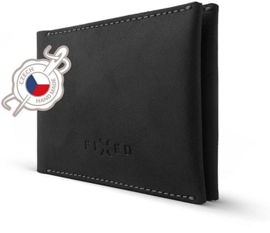 FIXED Kožená peněženka Smile Wallet se smart trackerem Smile s motion senzorem, černá