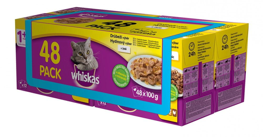 Whiskas kapsičky drůbeží výběr v želé pro dospělé kočky 48 x 100g