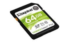 Kingston SDXC Canvas Select Plus pomnilniška kartica, 64 GB 100 MB/s, C10, UHS-I, U1, V10