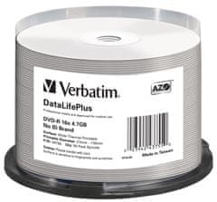 Verbatim DVD-R DataLifePlus 4.7GB, 16x, thermal printable, spindle 50 ks (43755)