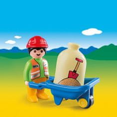 Playmobil Stavební dělník , panáček s kolečkem, 4 dílky