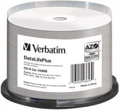 Verbatim CD-R DataLifePlus 700MB, 52x, silver printable, spindle 50 ks (43653)