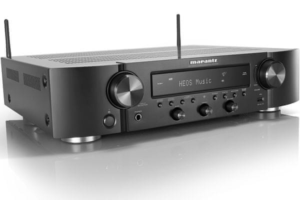 av receiver marantz nr1200 snížené tělo s útlým profilem dvoukanálové provedení výkon 75 w na kanál 5 hdmi vstupů 1 hdmi arc výstup hdcp 4k ultra hd pure color hlg hdr10 3d bt.2020 hifi konstrukce alac flac wav vysoké rozlišení zvuku heos technologie spotify amazon music tunein deezer airplay2 fm dab+ tuner wifi Bluetooth ovládání hlasem siri alexa google assistant dálkové ovládání allm hdmi-cec