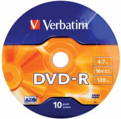 Verbatim DVD-R AZO 4,7GB, 16x, wrap 10 ks (43729)