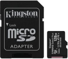 Paměťová karta kingston microsdxc 128gb canvas select plus sd adaptér