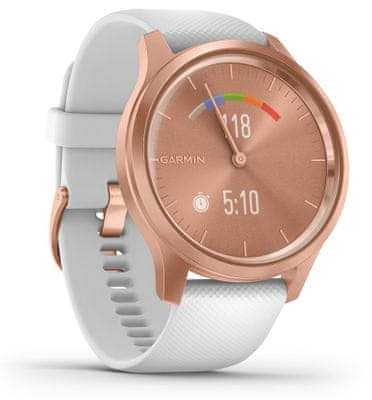 Hybridné chytré hodinky Garmin vivomove Style, skrytý farebný AMOLED displej, reálne analógové ručičky, ovládanie hudobného prehrávača, sledovanie fyzickej aktivity, bezkontaktné platby Garmin Pay, NFC