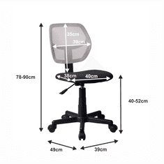 KONDELA Kancelářská židle Mesh - šedá/černá