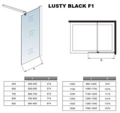 H K LUSTY BLACK F1 60 Sprchová zástěna WALK IN 60x 200 cm, 8 mm sklo