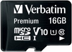 Premium microSDHC 16GB UHS-I V10 U1 + SD adaptér (44082)