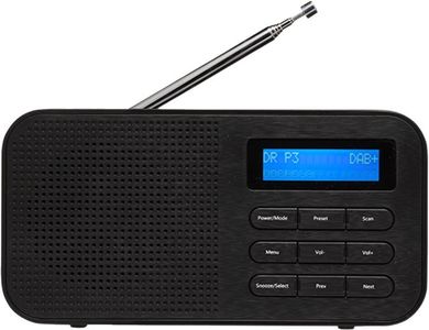 moderní radiopřijímač dab dab+ fm tuner 10 předvoleb digitální ladění dvojitý budík hodiny časovač lcd displej modré podsvícení reproduktor výkon 1 W teleskopická anténa výstup pro sluchátka síťové i bateriové napájení