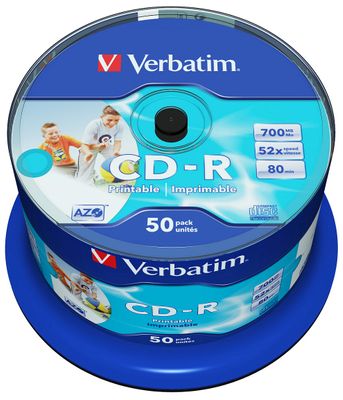 CD-R Verbatim, vysoká kapacita, optické disky, dlouhá životnost, potisknutelné, velké balení