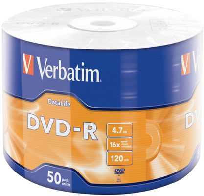 DVD-R Verbatim, vysoká kapacita, optické disky, dlouhá životnost, velké balení