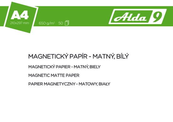 Alda9 Magnetický papír A4, 650g/m2, premium matný, bílý, 50 listů