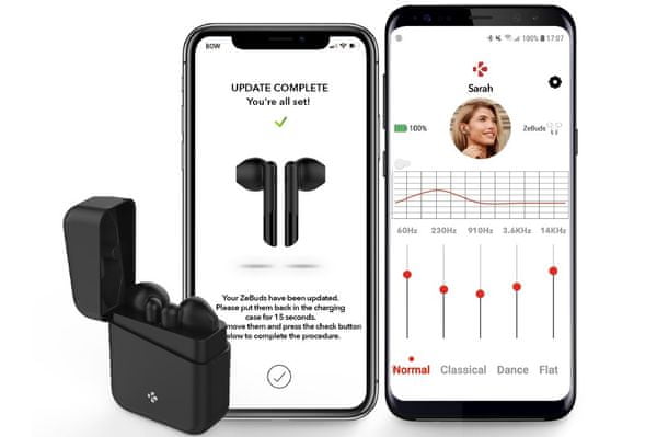 půvabná Bluetooth 5.0 bezdrátová sluchátka mykronoz zebuds lite dosah 10 m čistý zvuk ipx4 voděodolná hlasové ovládání handsfree hd mikrofon eliminace ruchů 4h výdrž nabíjecí pouzdro pro 4 plná nabití pohodlná ergonomický design