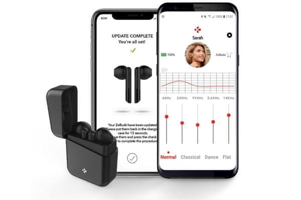 půvabná Bluetooth 5.0 bezdrátová sluchátka mykronoz zebuds premium dosah 10 m čistý zvuk ipx4 voděodolná hlasové ovládání handsfree hd mikrofon eliminace ruchů 4h výdrž nabíjecí pouzdro pro 4 plná nabití pohodlná ergonomický design