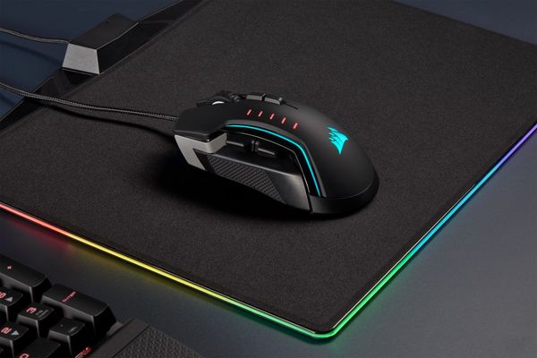 Herní myš Corsair Glaive RGB Pro, vysoká citlivost, optický senzor, 7 programovatelných tlačítek, RGB LED podsvícení 3 zóny, nastavitelné