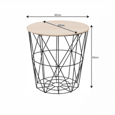 KONDELA Příruční stolek, přírodní/černá, NANCER TYP 1