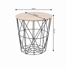 KONDELA Příruční stolek, přírodní/černá, NANCER TYP 2
